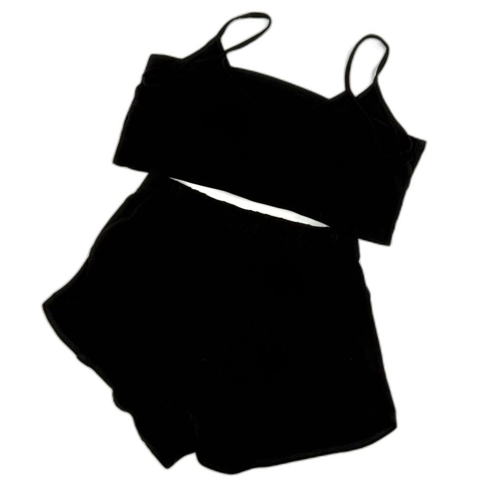Old Navy Sunday Sleep Womens Black Cami Tank Shorts Pajama Loungewear Set Sz Med - Picture 2 of 8